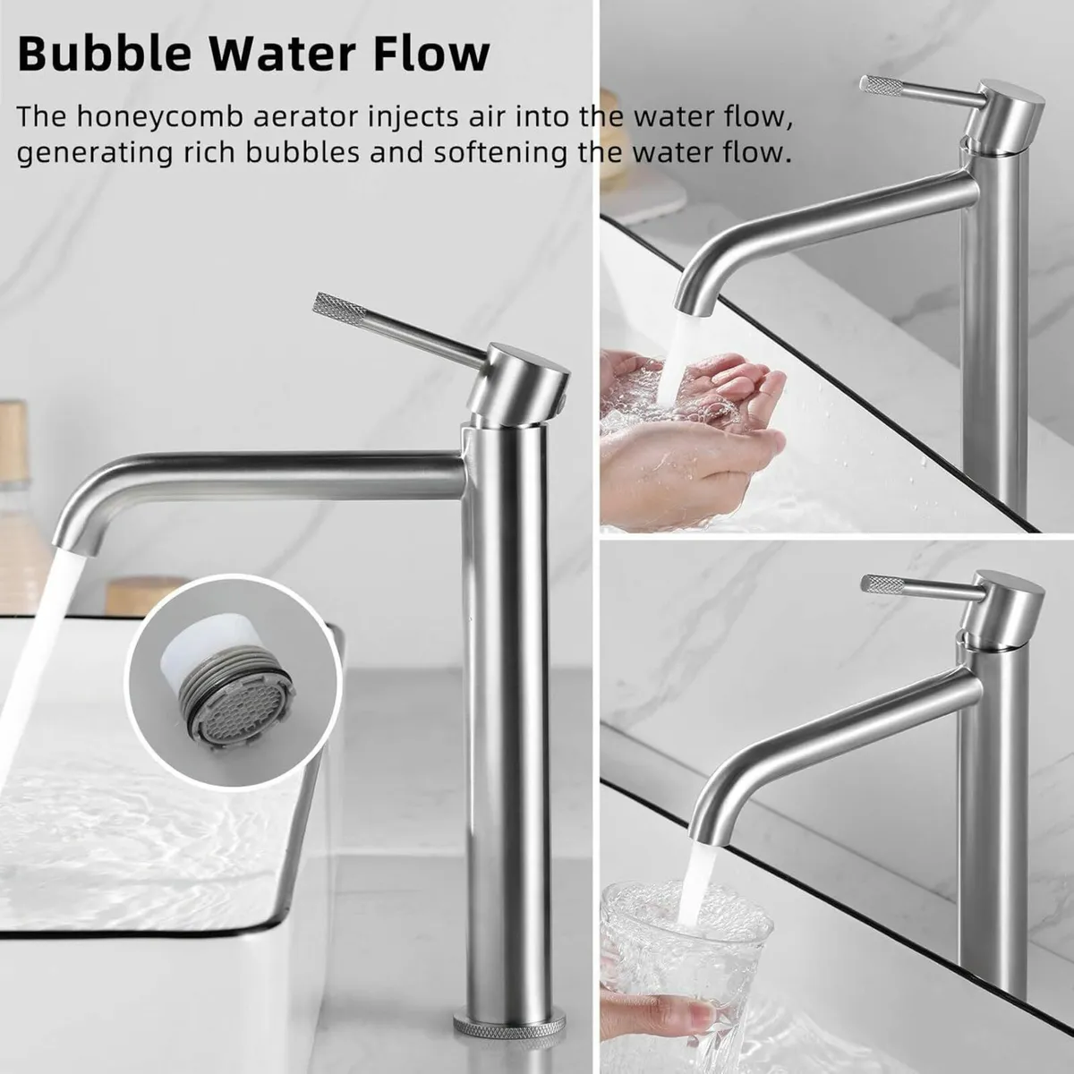 Tall Bathroom Basin Mixer Taps High Rise Faucet - Image 3