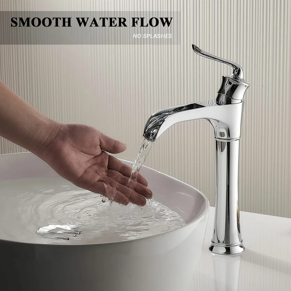 High Rise Basin Mixer Tap Tall Chrome Bathroom - Image 4