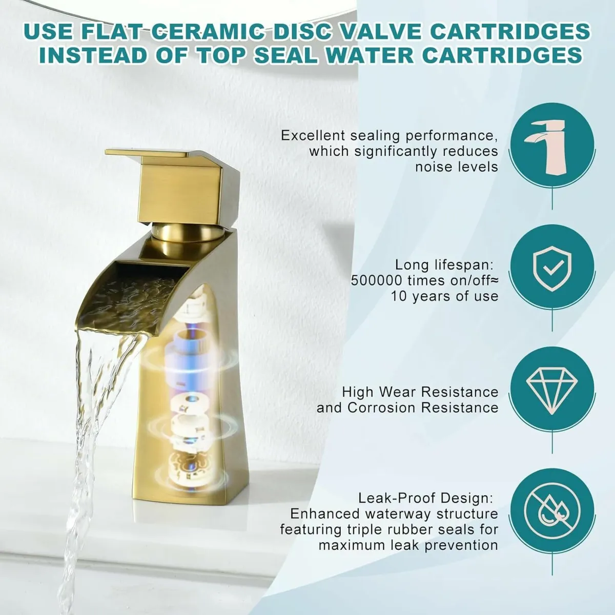 Bathroom Sink Mixer Taps Waterfall for Square - Image 4