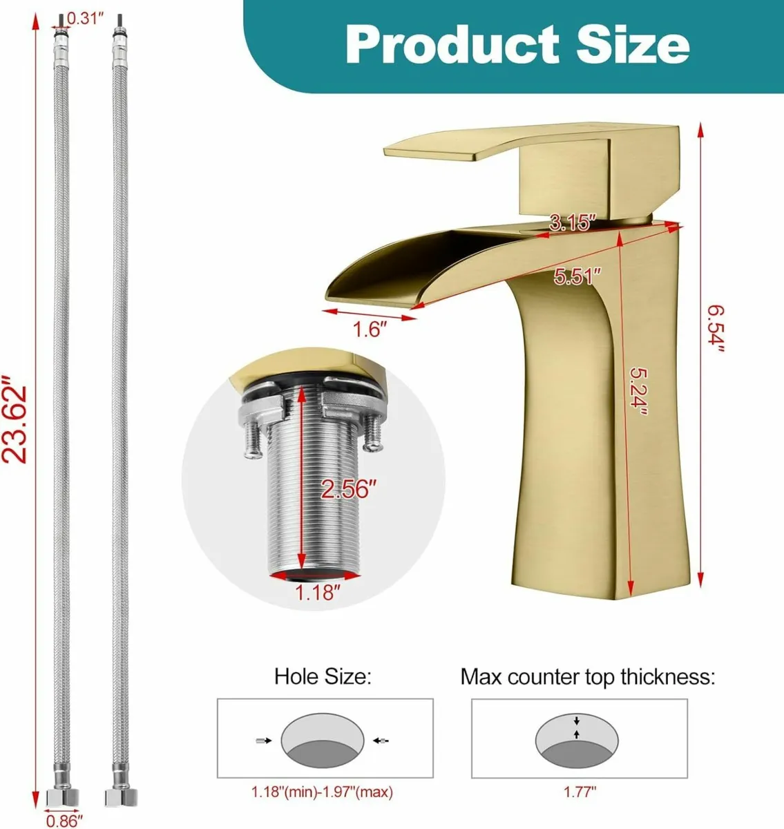Bathroom Sink Mixer Taps Waterfall for Square - Image 2