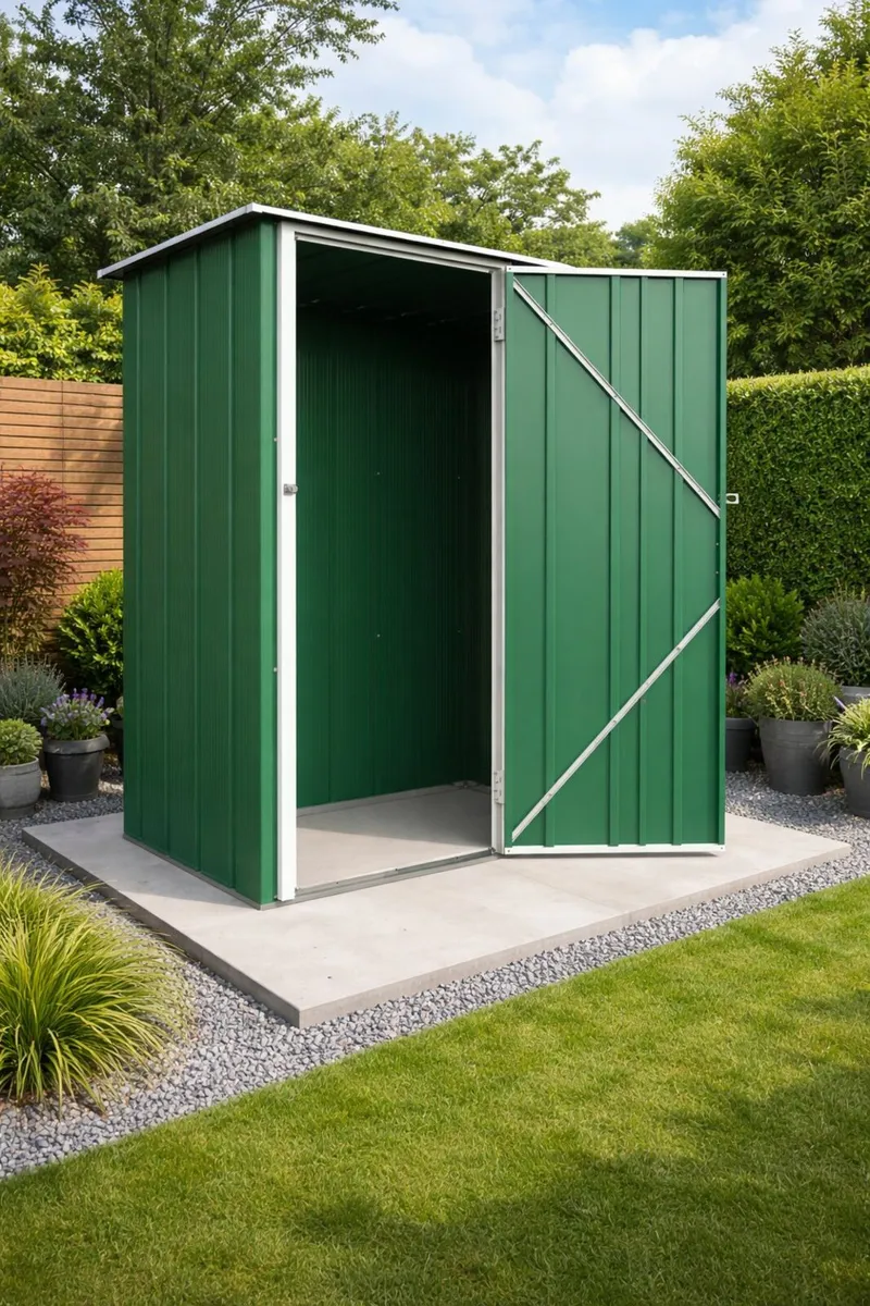 5×3 Easy-Store Steel Garden Shed – Green - Image 1