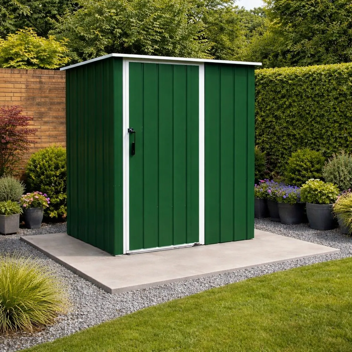 5×3 Easy-Store Steel Garden Shed – Green - Image 2