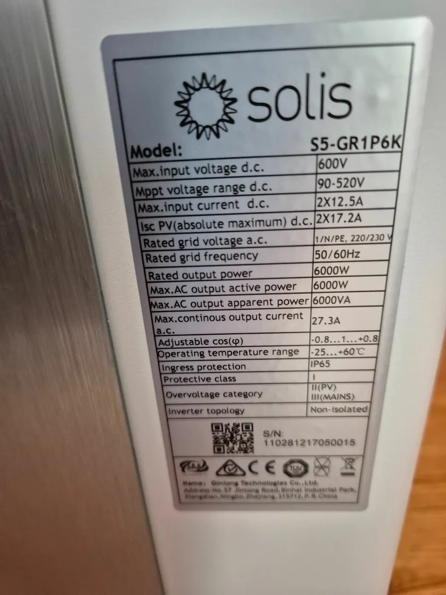 Solis S5 GR1P6K SINGLE PHASE INVERTER - Image 1
