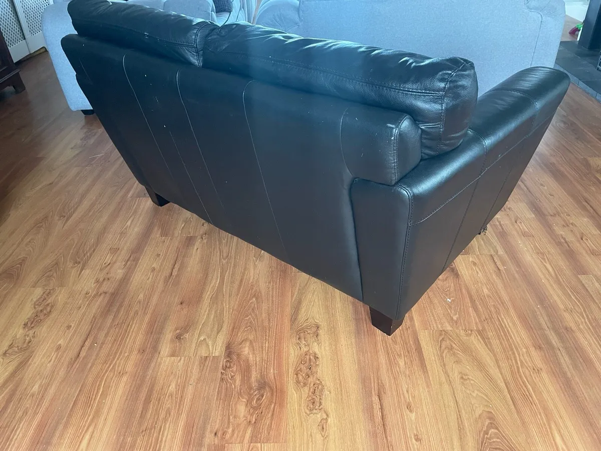 3+2 Black Leather sofas - Image 4