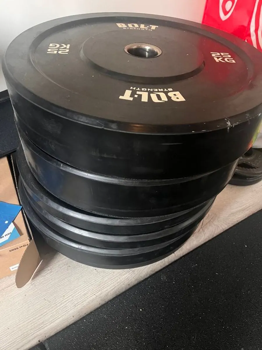 Serious Home Gym Setup. Commercial Rack & Full Olympic Bumper Set - Image 4