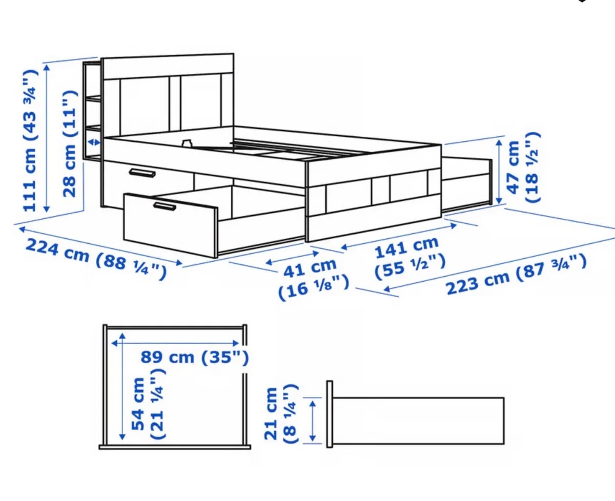 Double Bed Frame with Storage and Headboards - Image 3