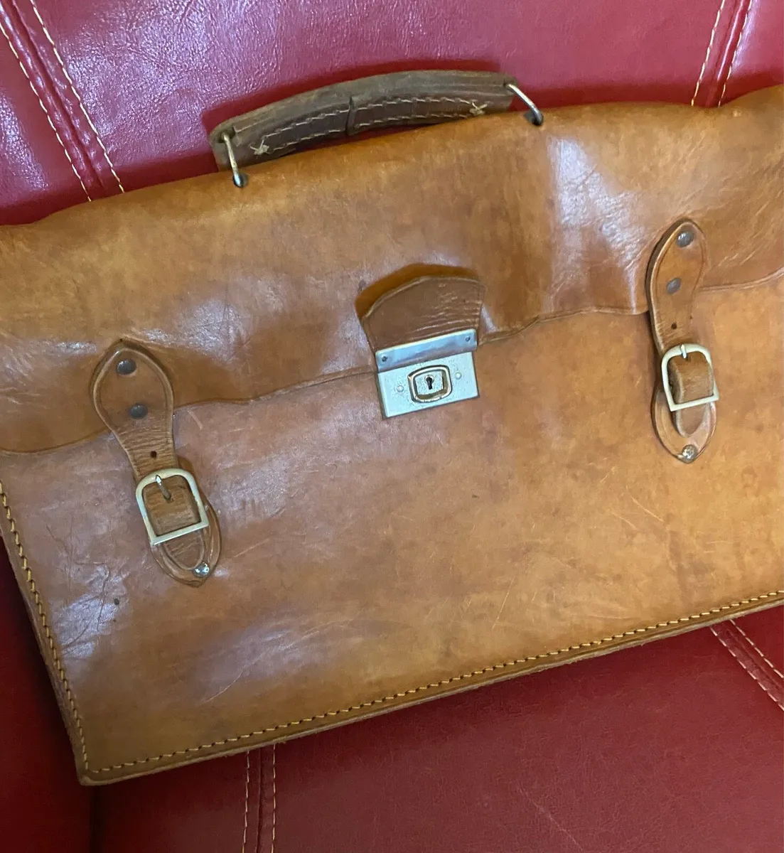 Vintage Leather Briefcase/ Laptop Bag - Image 1