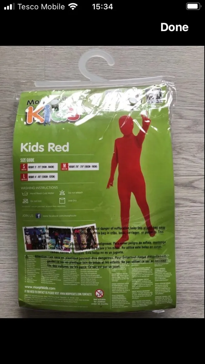Morph Suit Kids Red - Image 3