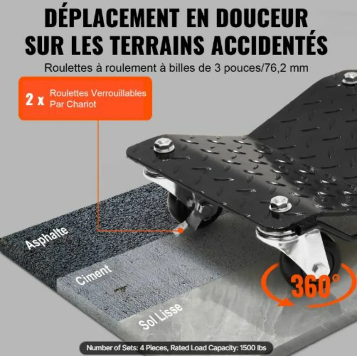 Car Dolly Wheel Tire Dolly 4 PCS Heavy Duty Skate - Image 3