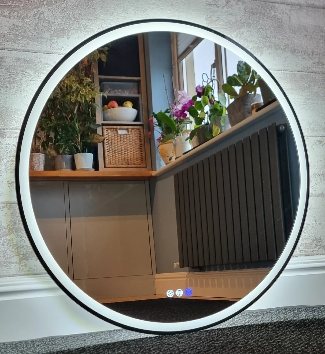 LED Bathroom Mirror Black Frame Bluetooth Antifog - Image 2