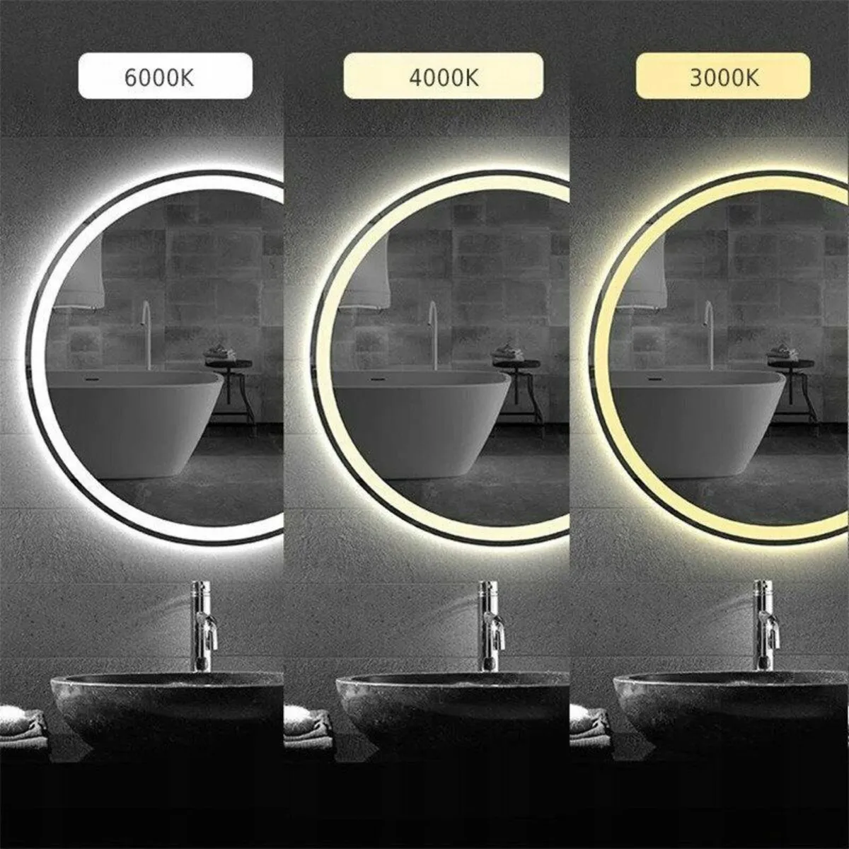 LED Bathroom Mirror Defogger 50x70cm Black Frame - Image 2