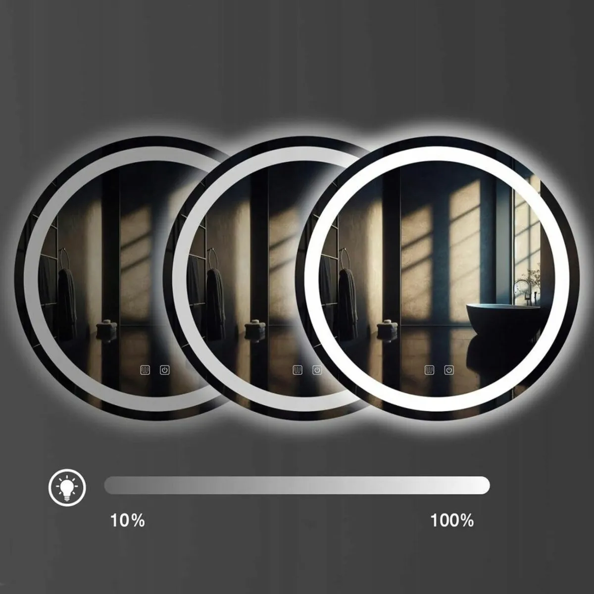 LED Bathroom Mirror Defogger 50x70cm Black Frame - Image 3