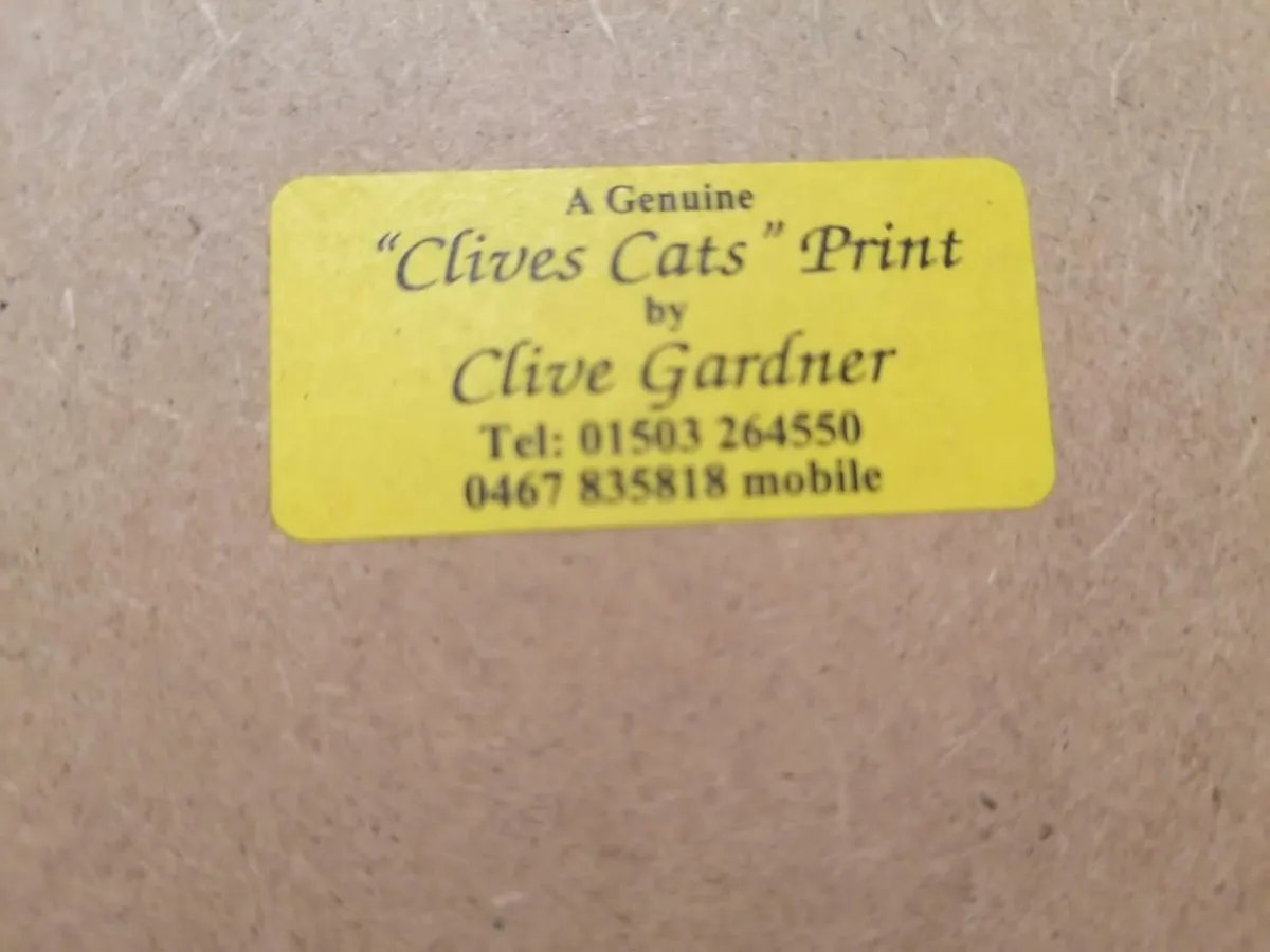 Clive Gardner Original Signed Print Cats - Image 2