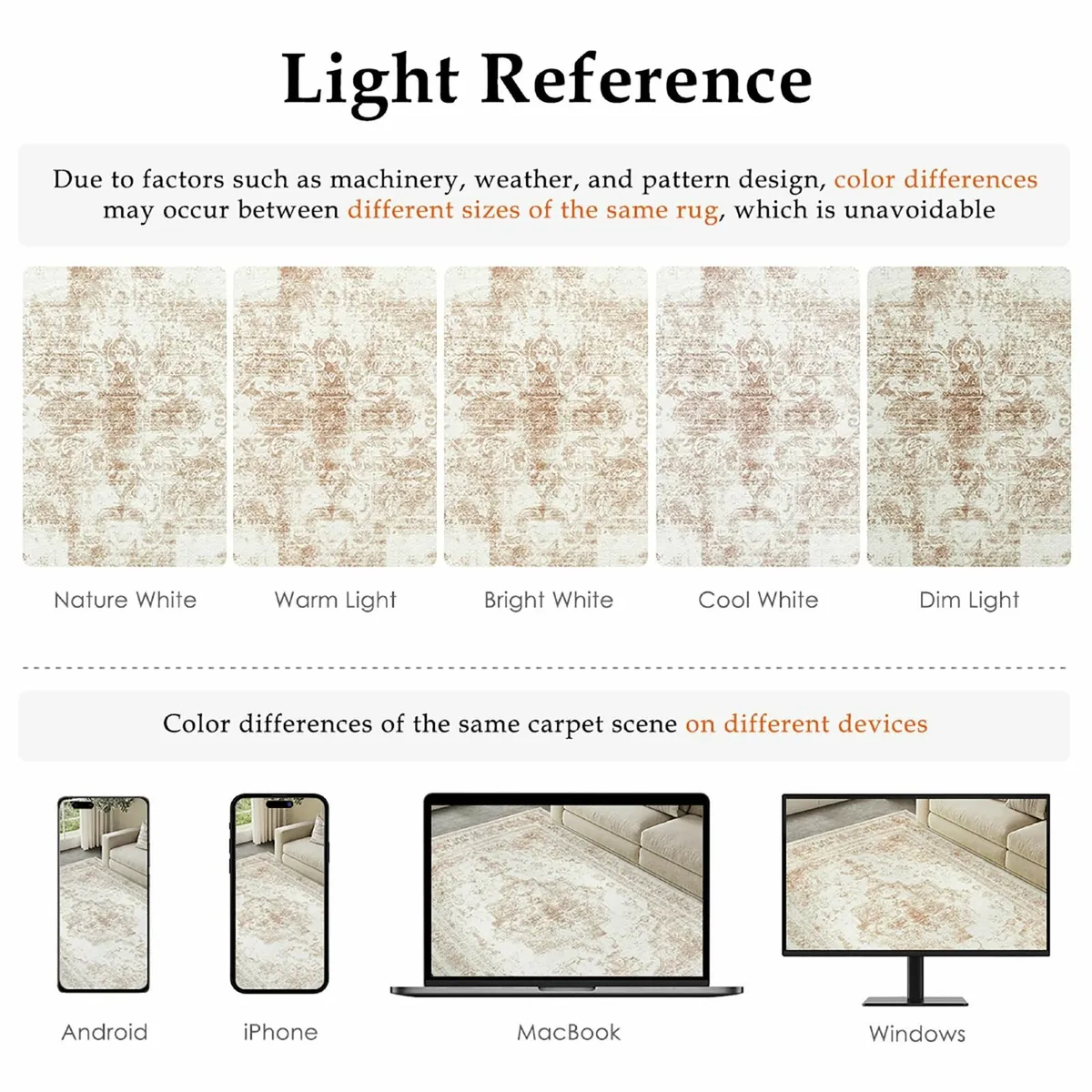 Vintage Cream Rug Living Room Washable 150x210cm - Image 2