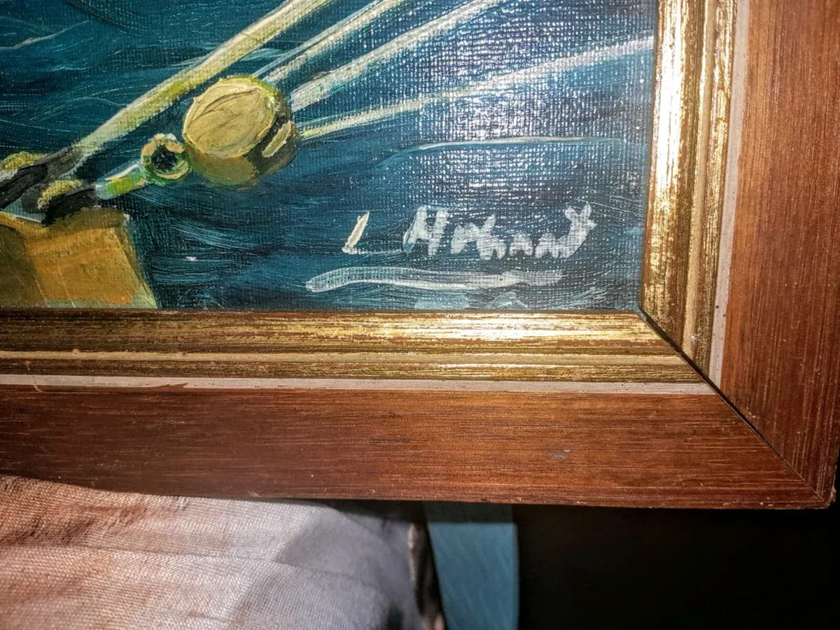 L.Morant oil painting of a pier 1959 - Image 3