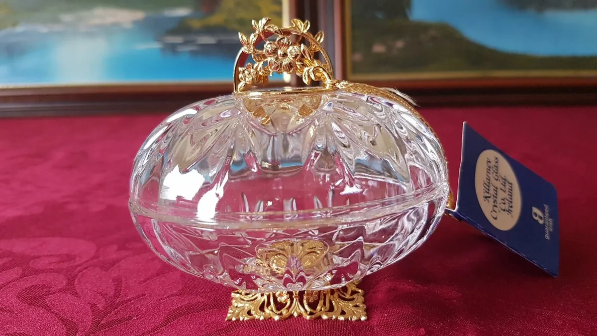 Killarney Crystal HappyBirthday LiddedJewelry Dish - Image 2