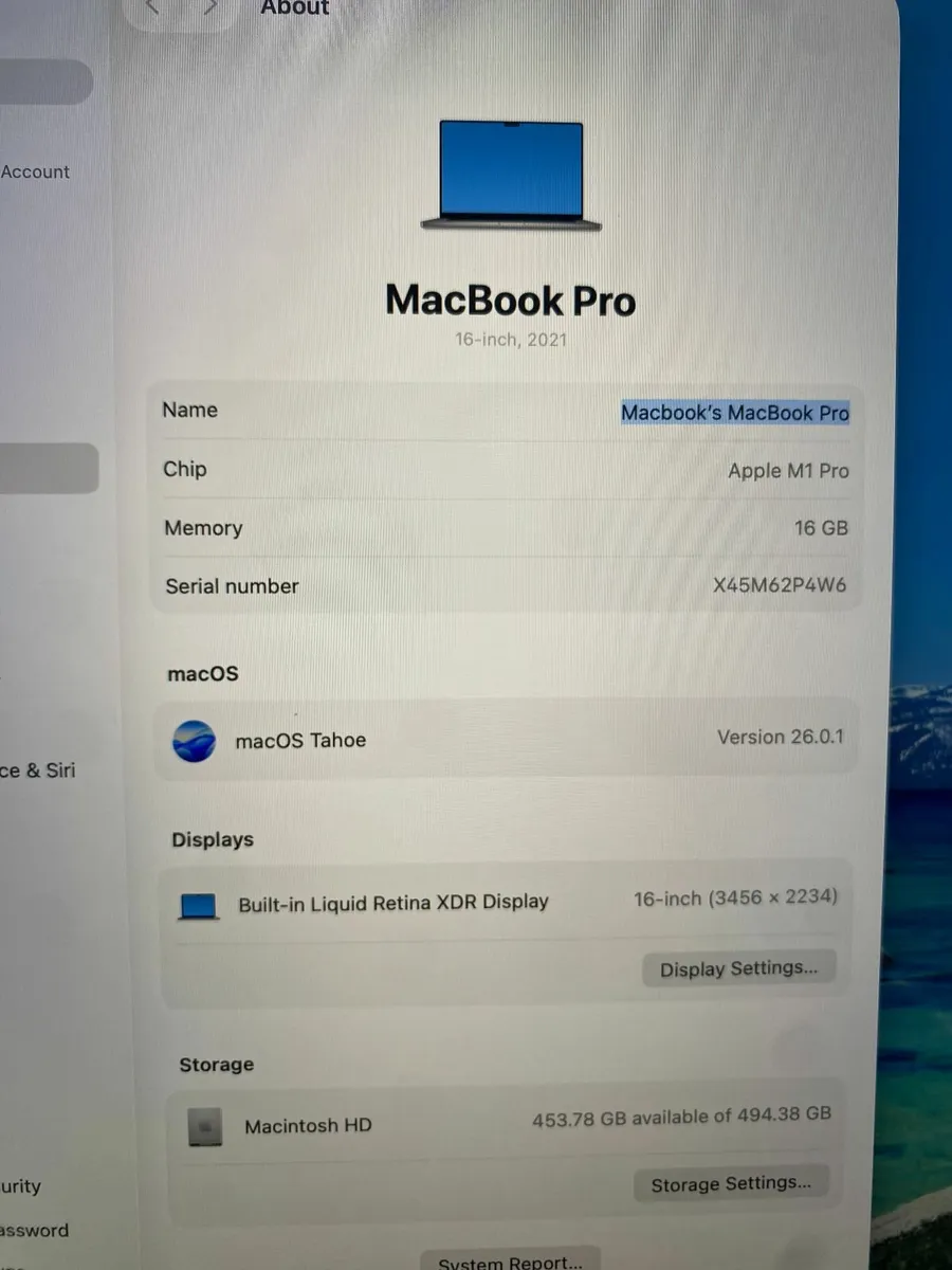 MacBook Pro 16" 2021 M1 Pro | 16GB | 512GB - Image 2