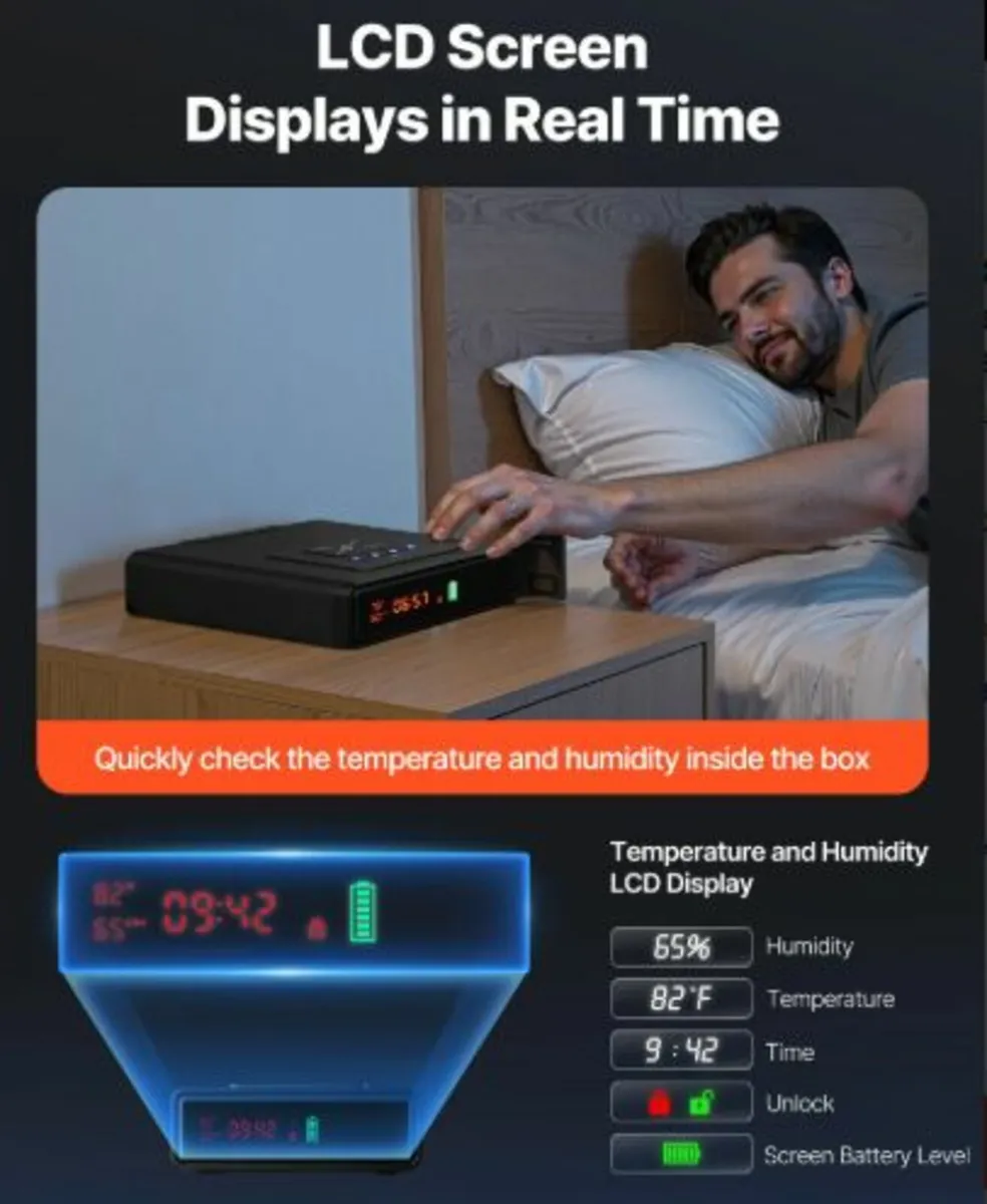 Handgun Drawer Safe with Fingerprint/Password/Key, - Image 3