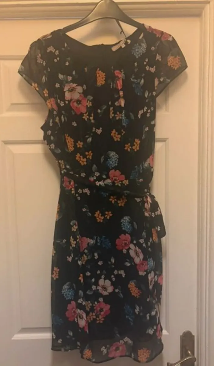 Black Foral Print Dress - Image 1