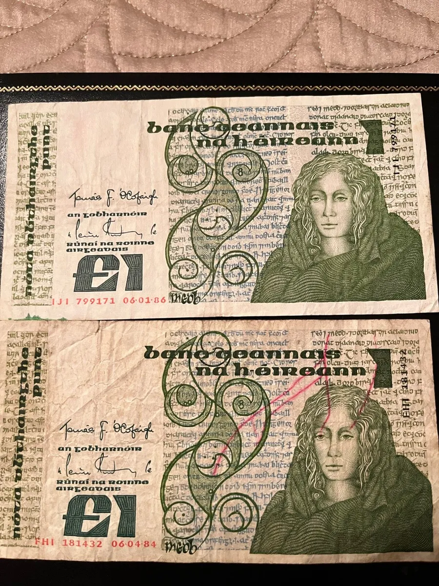 Irish banknotes £1, 5 & 10. - Image 1