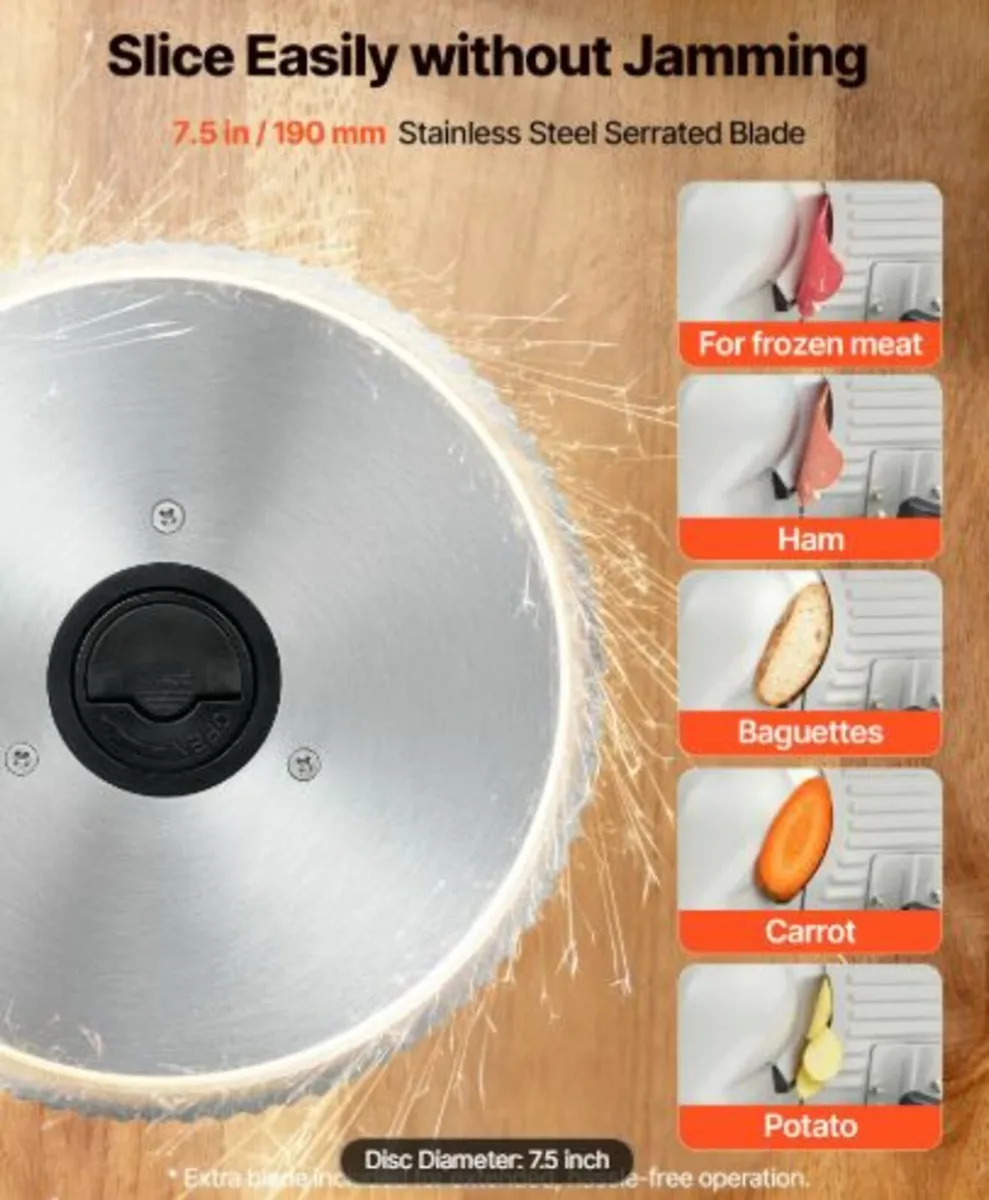 Meat Slicer, 200W Electric Deli Slicer Machine - Image 3