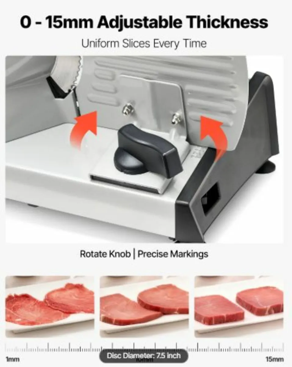 Meat Slicer, 200W Electric Deli Slicer Machine - Image 4