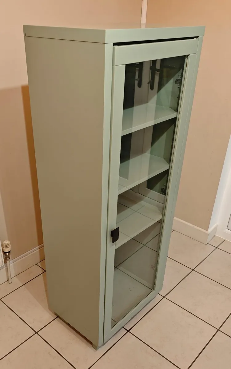 Glass door display cabinet - Sage Green. - Image 1