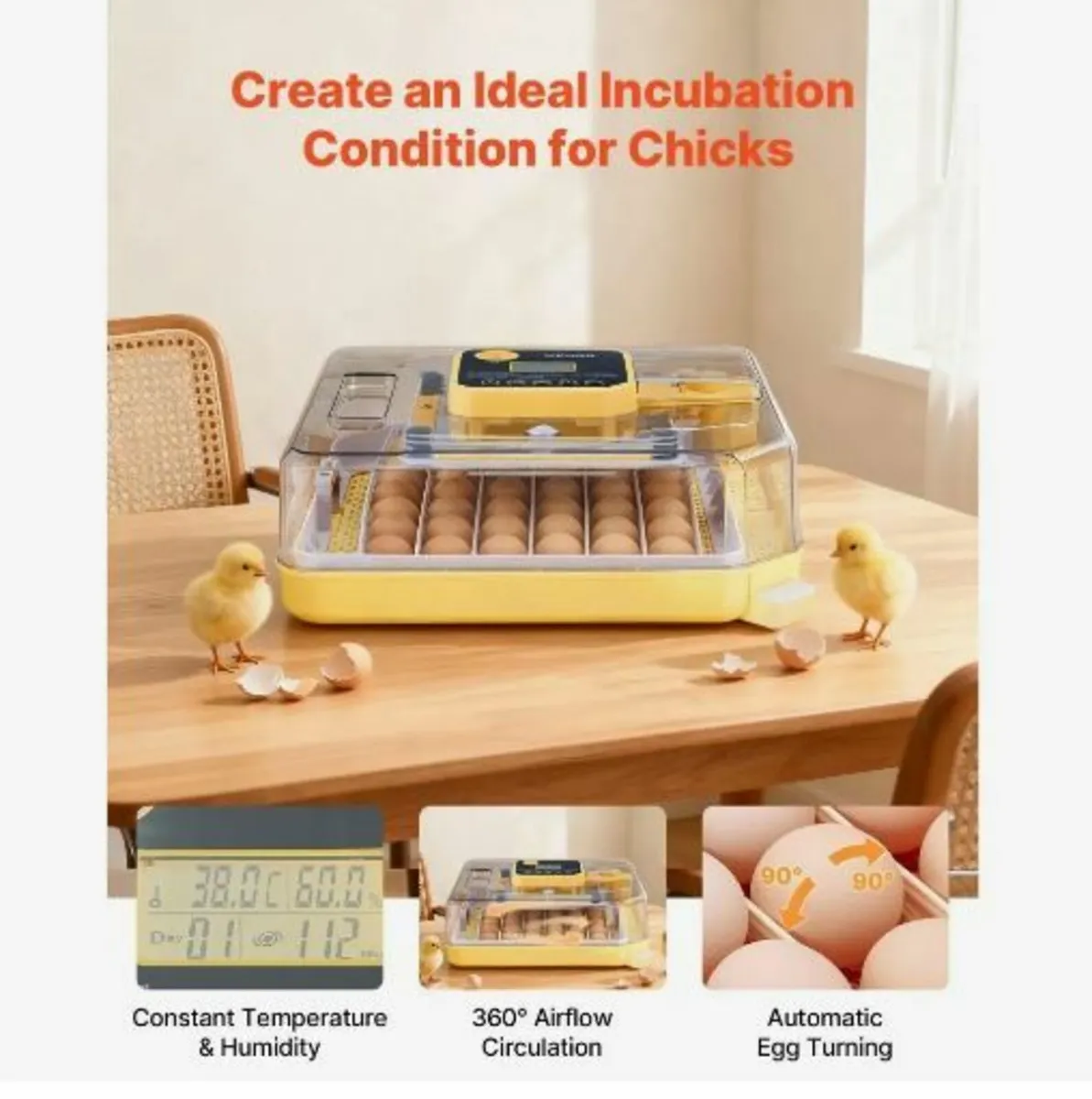 48 Egg Incubator, Automatic Egg Turner - Image 3