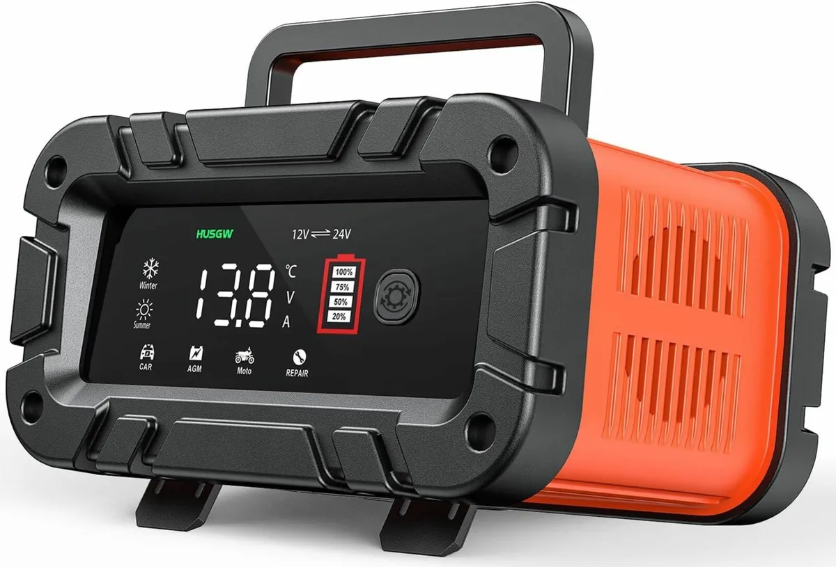 10Amp Car Battery Charger, 12V/24V Automatic Smart