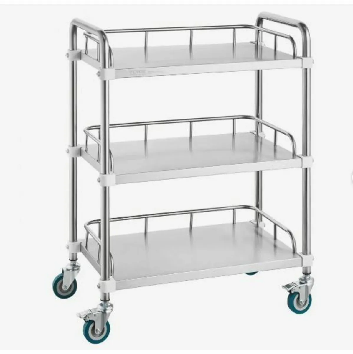 Lab Rolling Cart, 3-Shelf Stainless Steel Rolling - Image 1
