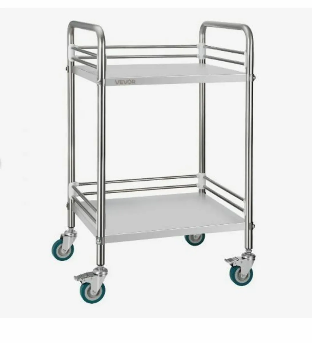 Stainless Steel Cart, 2-Tier Rolling - Image 1