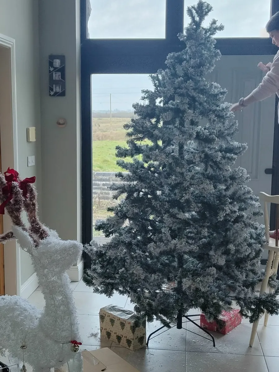 8 ft Artificial snow  covered l Christmas tree - Image 2