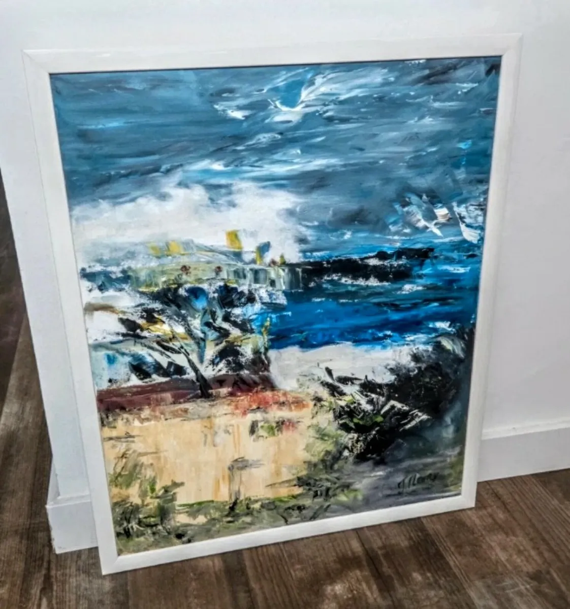 Stormy sea-signed painting - Image 1