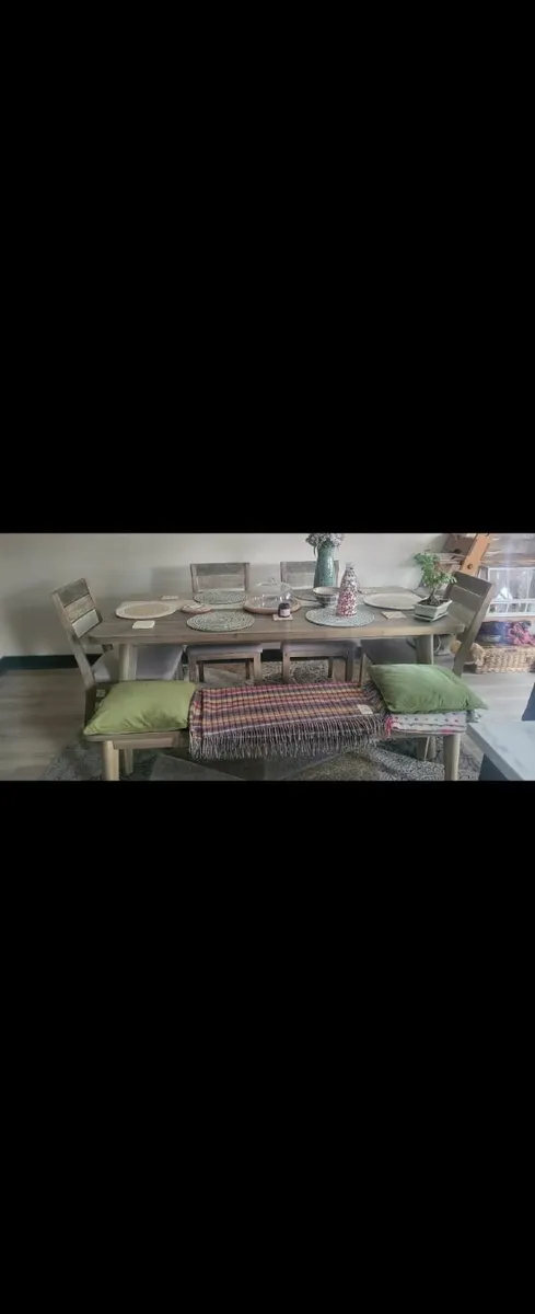 Kitchen table, chairs and bench - Image 1