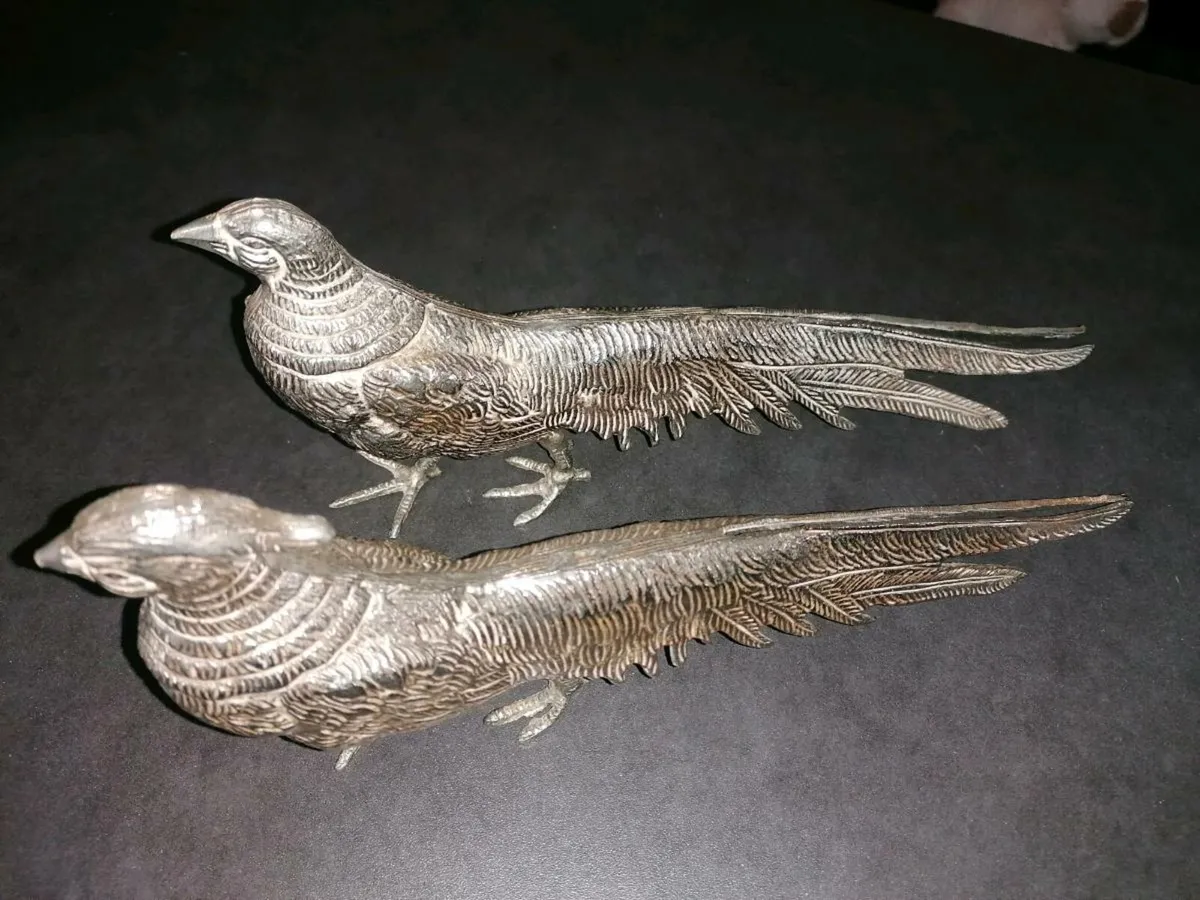 Antique French Silver Plated Pheasants - Image 2