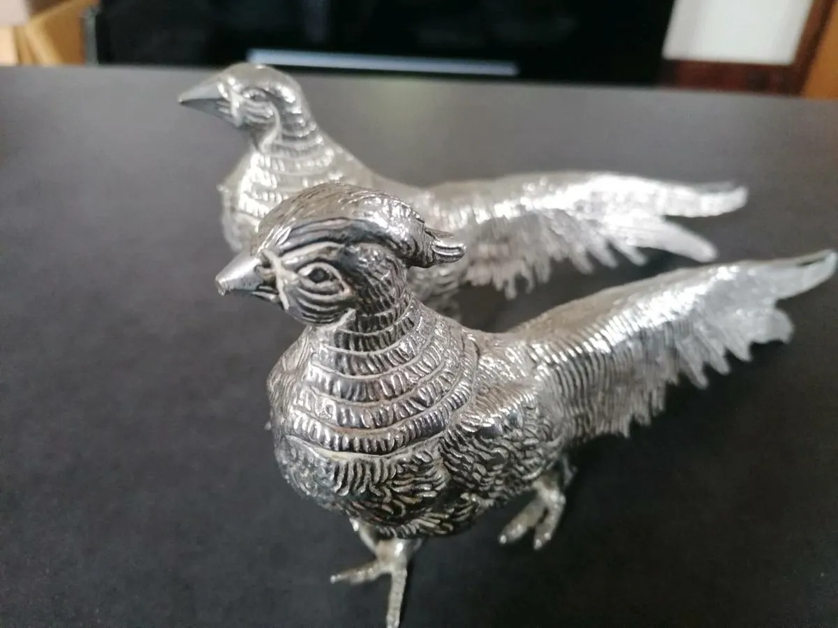 Antique French Silver Plated Pheasants - Image 3