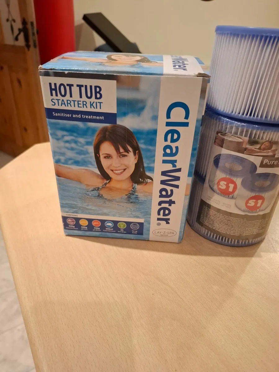 Pool and hot tub chemicals and 3 intex filters - Image 1
