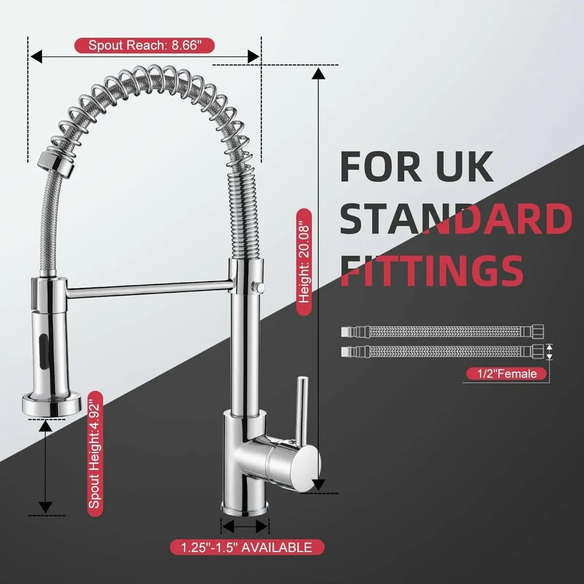 Kitchen Tap Spring Sink Mixer Taps with Pull Out - Image 3