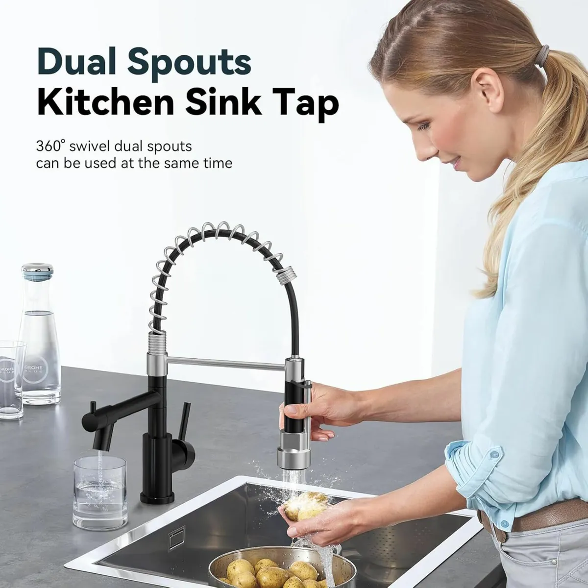 Professional Kitchen Tap High Arc Taps with Pull - Image 4