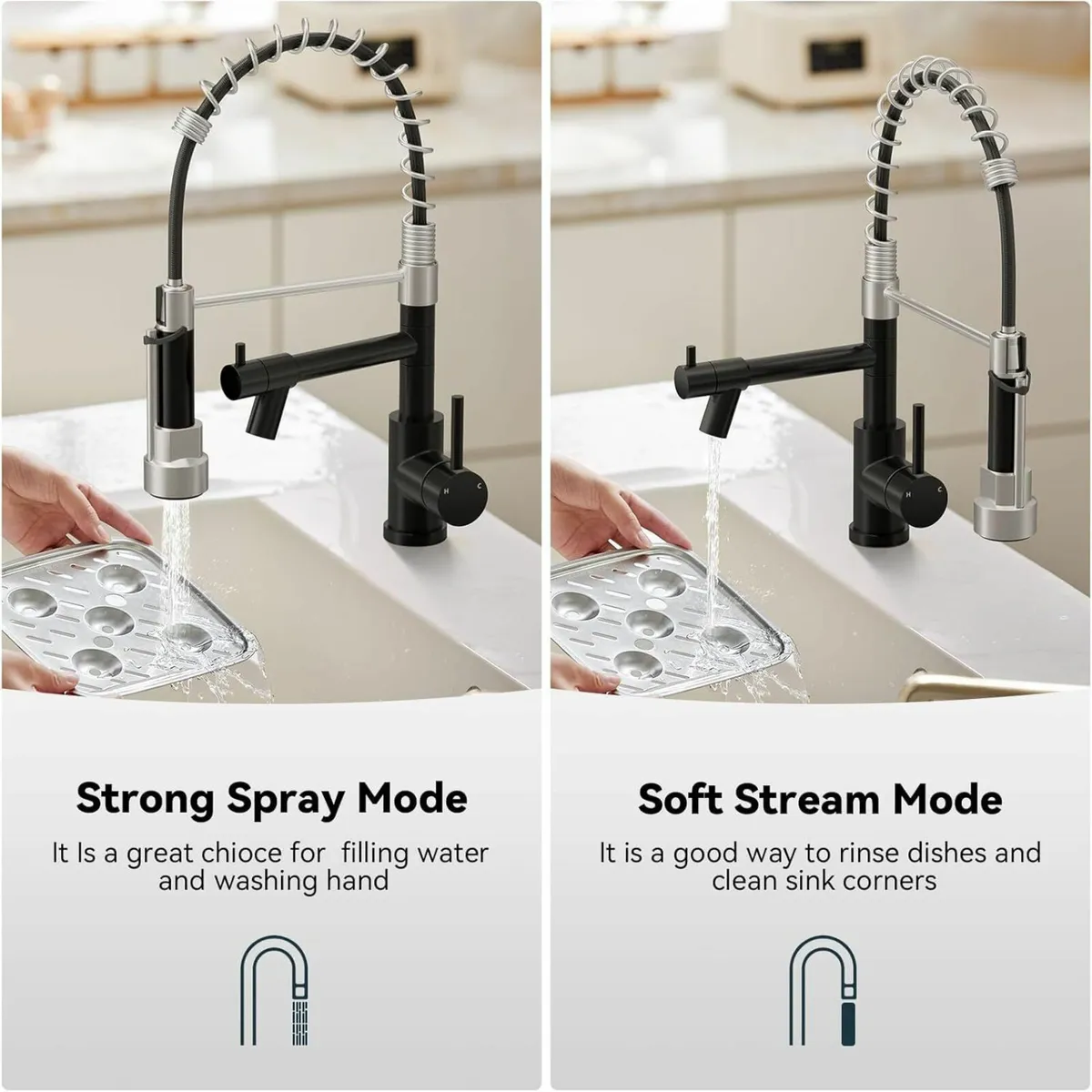 Professional Kitchen Tap High Arc Taps with Pull - Image 3