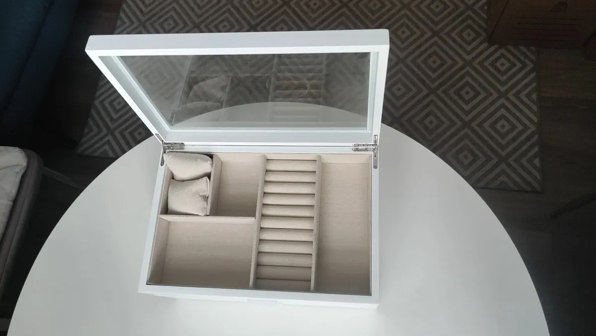 Elegant Wooden Jewellery Box - 2 Drawers & Lift-To - Image 1