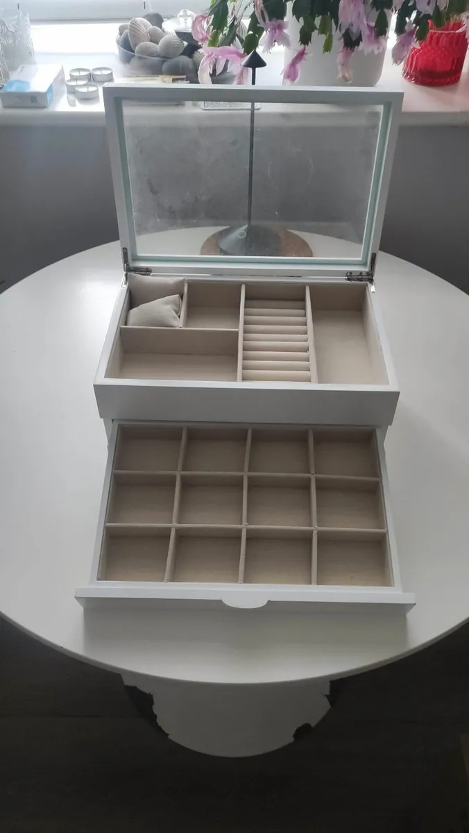 Elegant Wooden Jewellery Box - 2 Drawers & Lift-To - Image 2