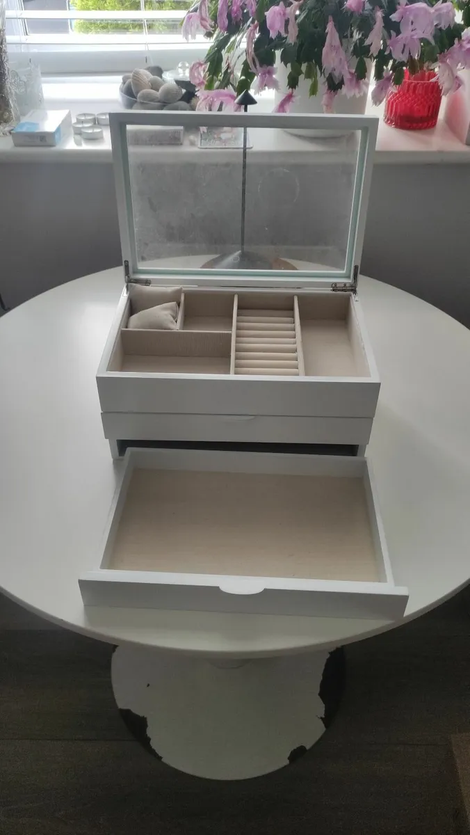 Elegant Wooden Jewellery Box - 2 Drawers & Lift-To - Image 3