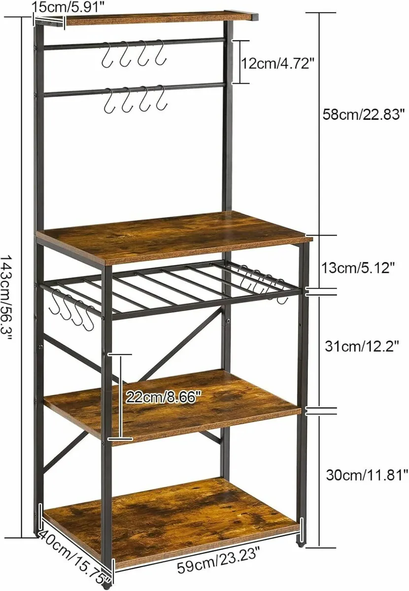 Kitchen Baker's Rack Microwave Oven Stand with - Image 3
