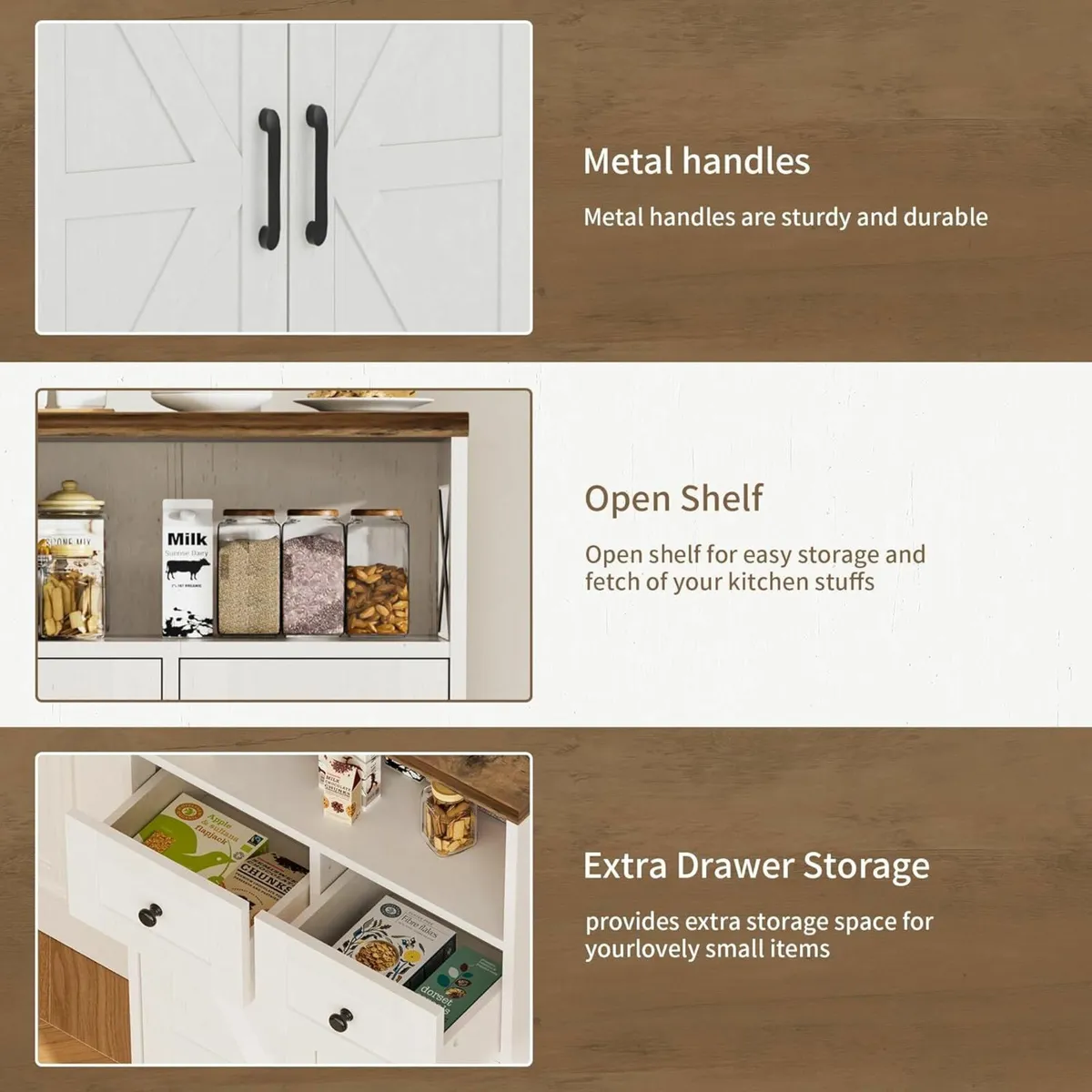 Sideboard Cabinet Kitchen Storage with 2 Drawers - Image 3