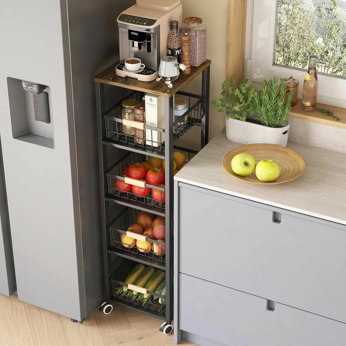 5-Tier Kitchen Storage Trolley Pull-Out Fruit - Image 1