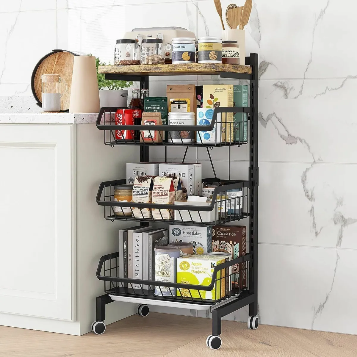 Vegetable Storage Rack Kitchen Trolley on Wheels - Image 1