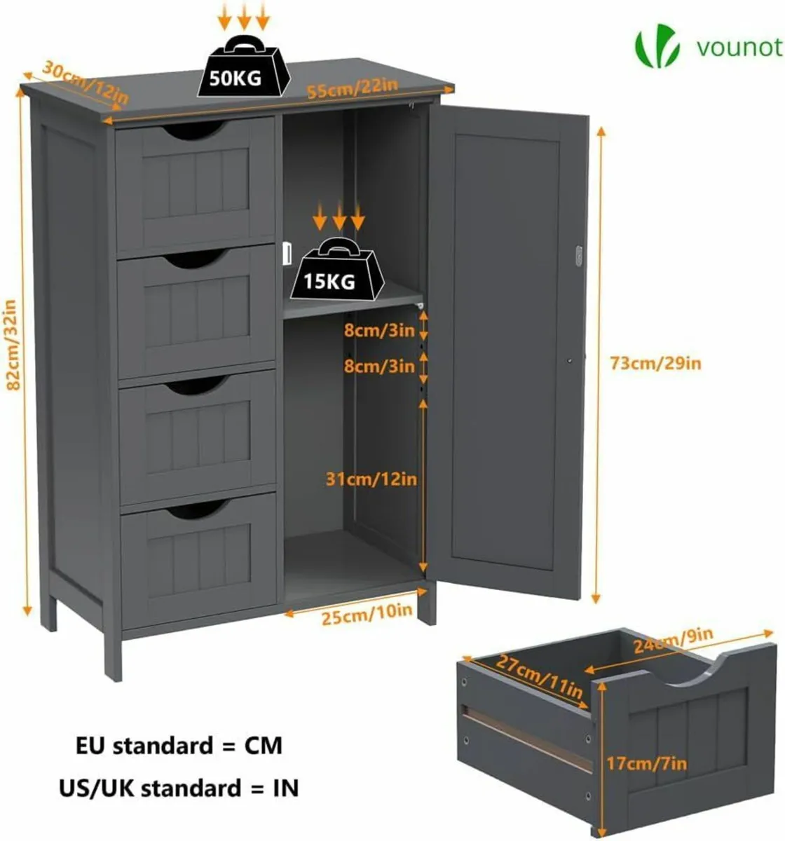 ® Bathroom Floor Storage Cabinet Freestanding - Image 3