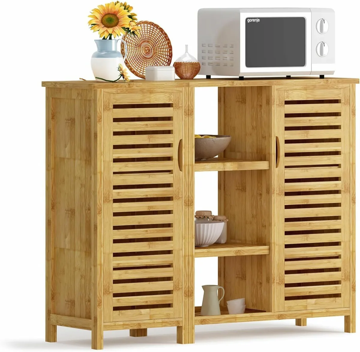 2-in-1 Modular Bamboo Bathroom Storage Cabinet - Image 1