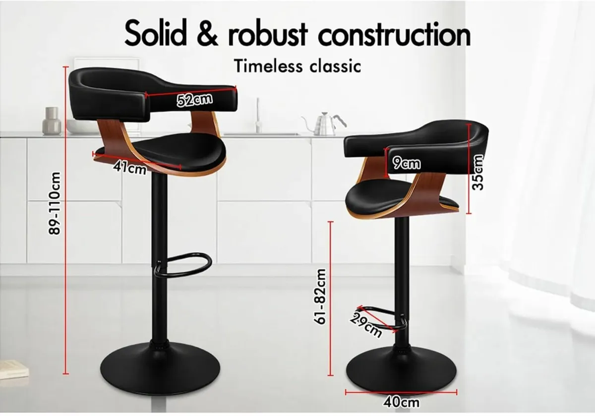 Bar Stool Adjustable Barstools PU Leather - Image 2